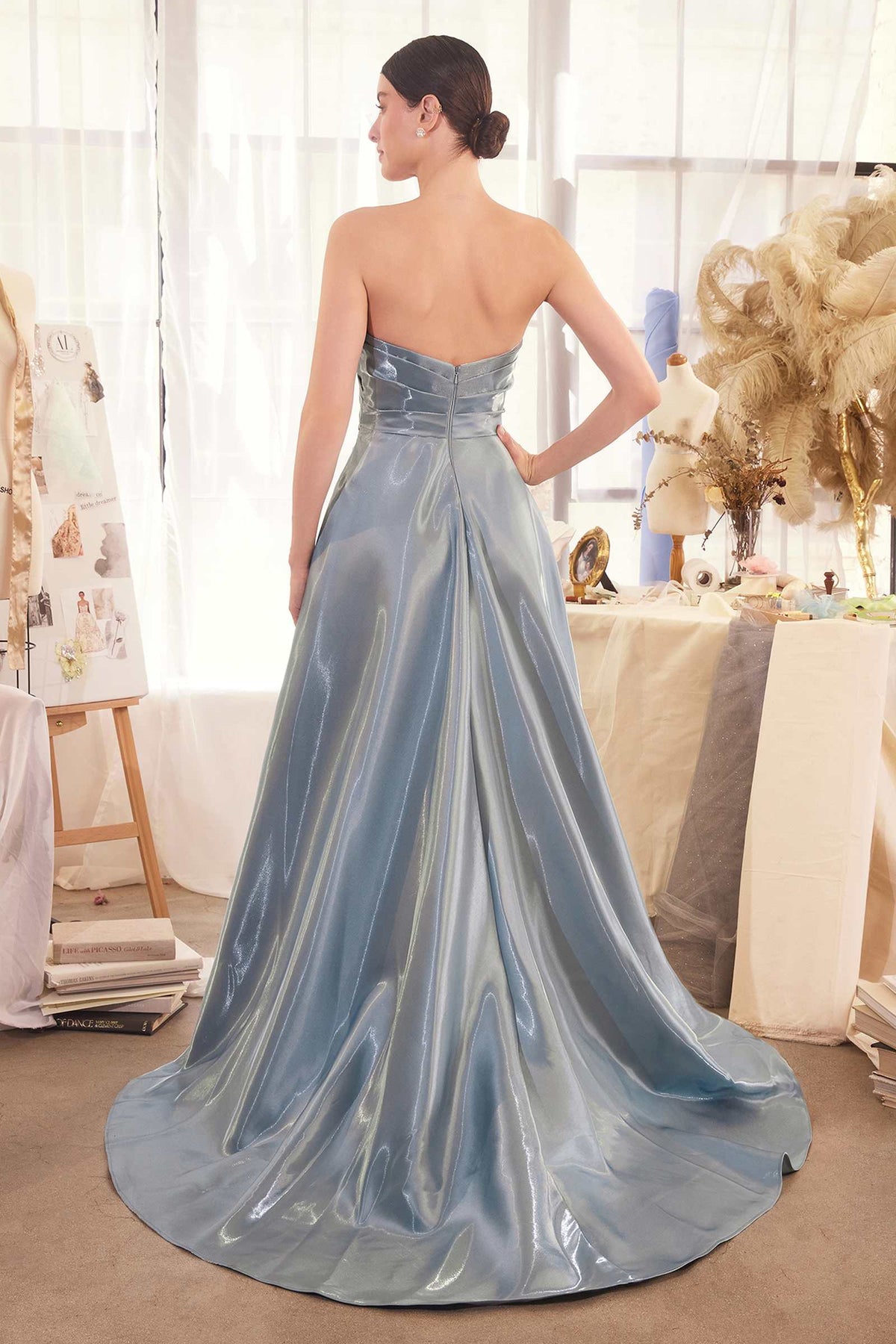 Andrea & Leo A1439 Dress Pleated Origami Liquid Taffeta Gown