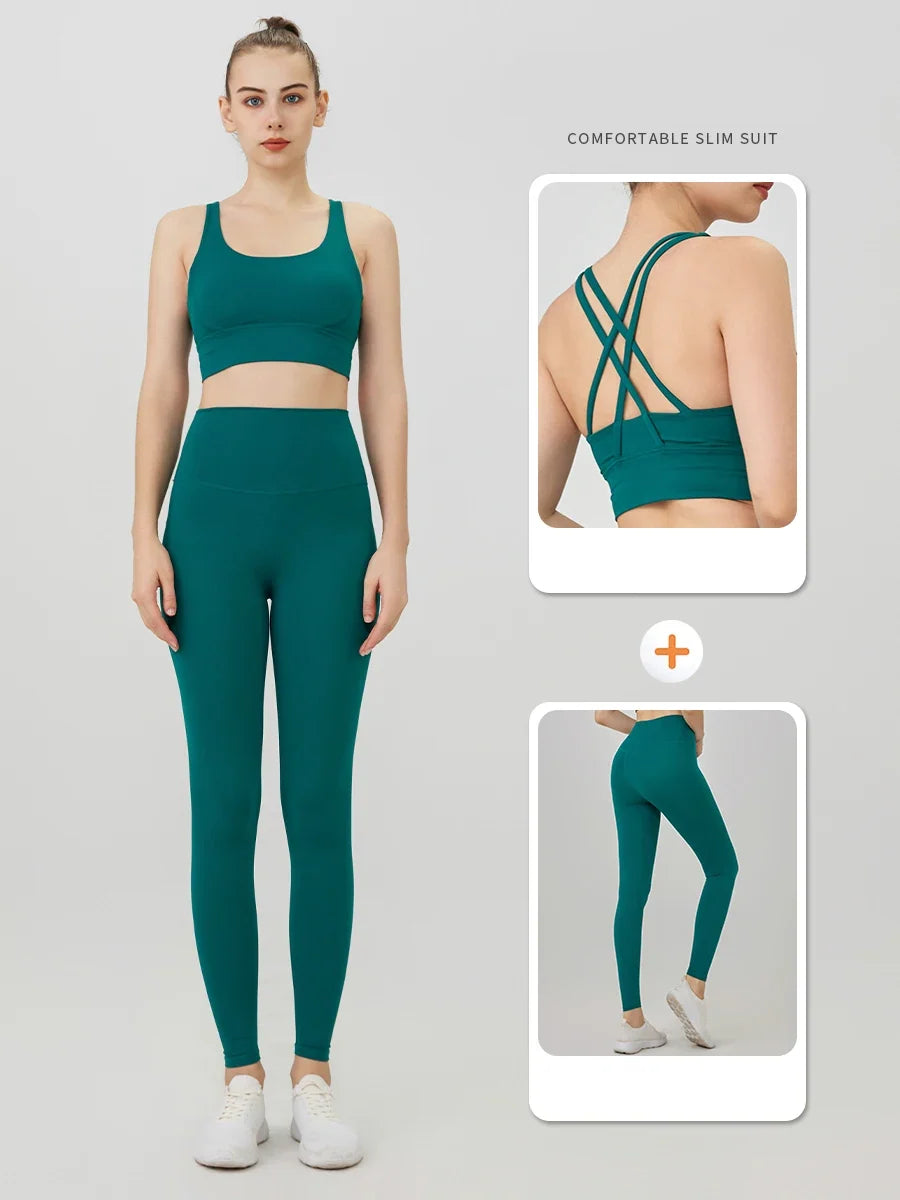 2 Piece Yoga Clothes Women's Tracksuit Athletic Wear Pilates Fitness Suit