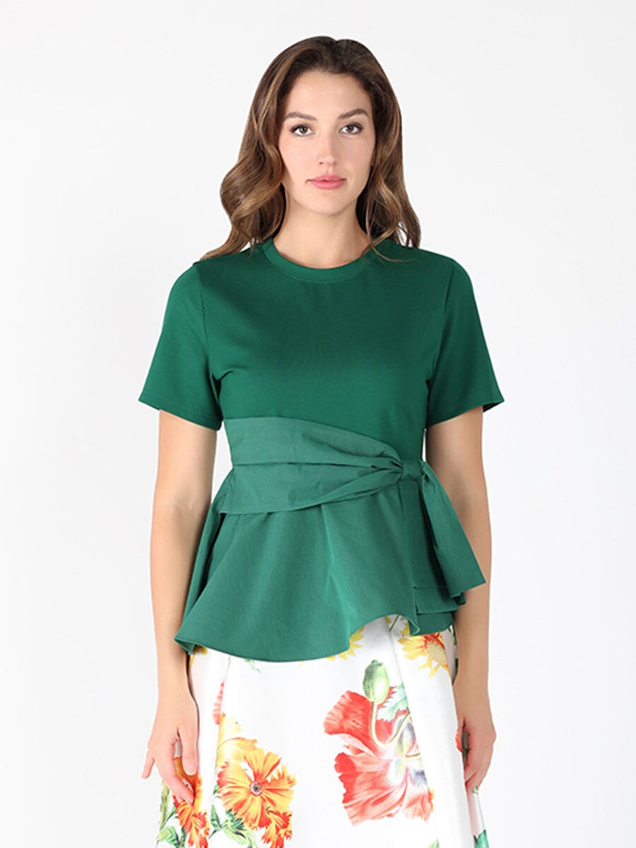 Gracia Fashion Women's Crew Neck Oversized Bow Top