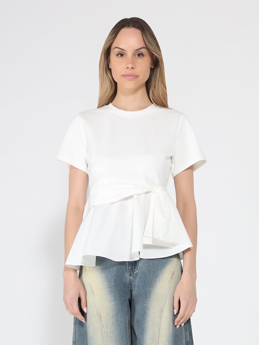Gracia Fashion Women's Crew Neck Oversized Bow Top