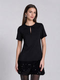 Gracia Fashion Women's Keyhole Neck Bow Tie Sequin Embellished Dress