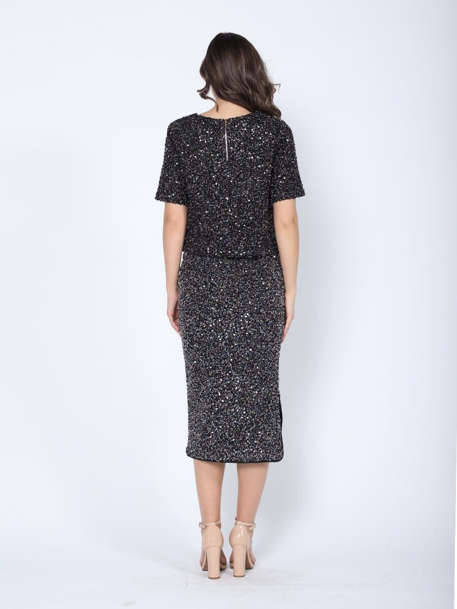 Gracia Fashion Women's Sequined Midi Pencil Skirt