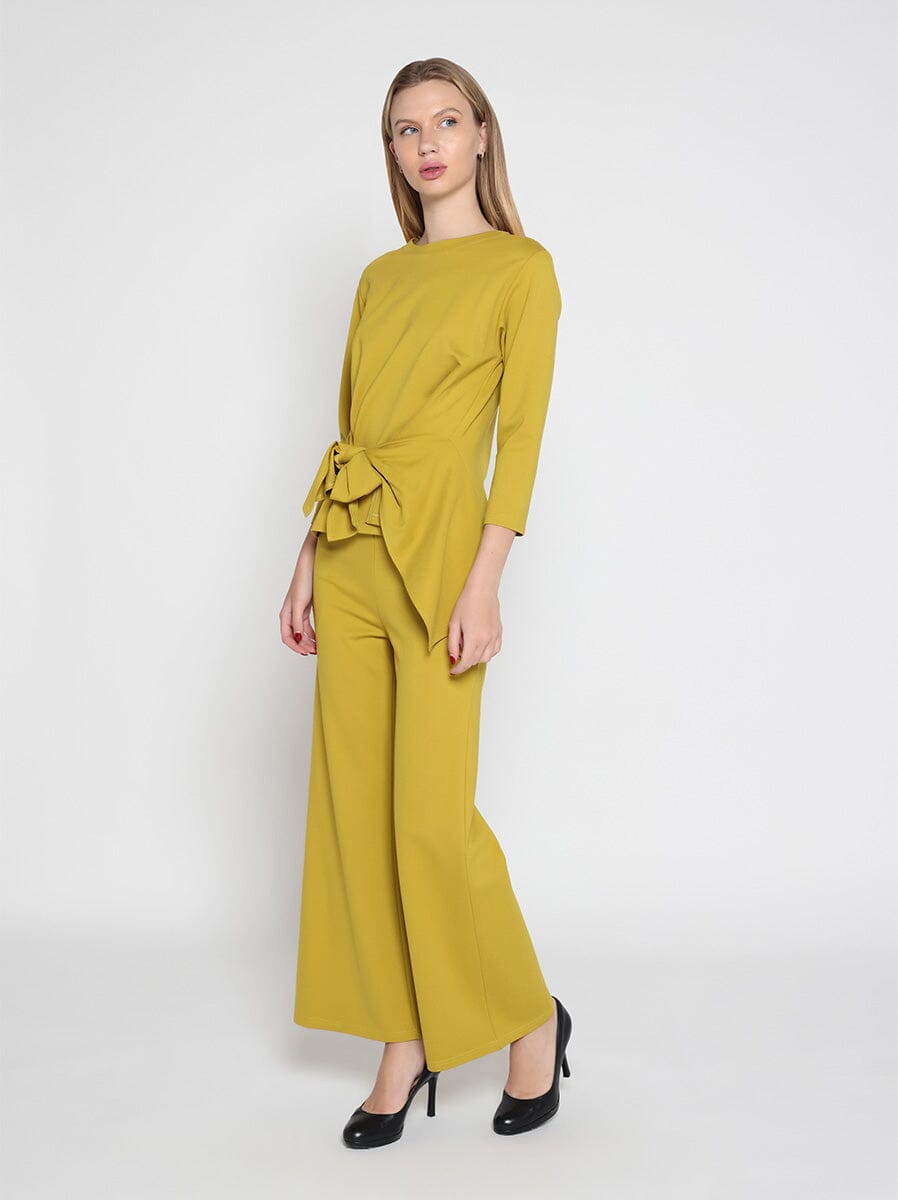 Gracia Fashion Women's Thick Long Sleeve Shirt with Waist Tie