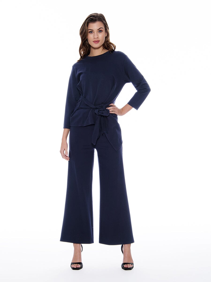Gracia Fashion Women's Thick Long Sleeve Shirt with Waist Tie