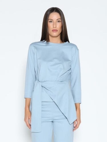 Gracia Fashion Women's Thick Long Sleeve Shirt with Waist Tie