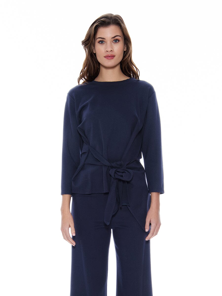 Gracia Fashion Women's Thick Long Sleeve Shirt with Waist Tie