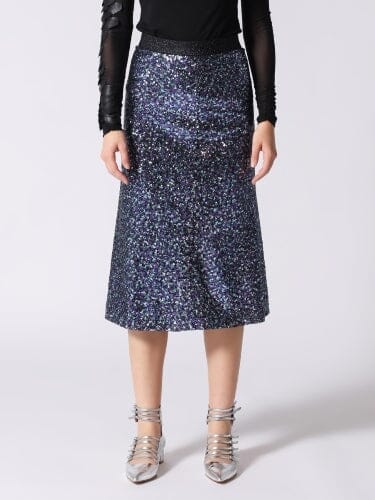 Gracia Fashion Women's Whole Spangle Shiny Banding Midi Skirt