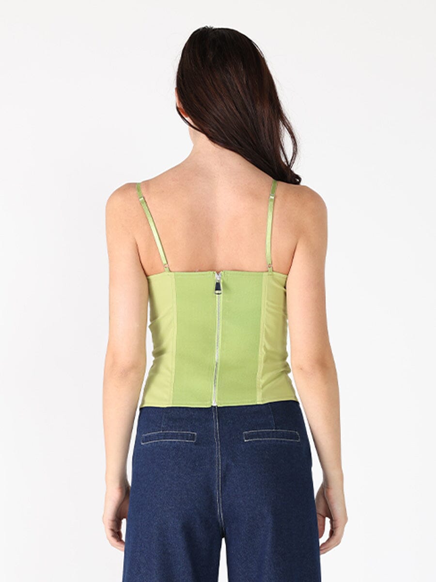 Gracia Fashion Women's Zip up corset top with straps